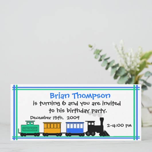 Jongen's Train Birthday Invitation Kaart (Staand voorkant)