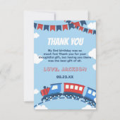 Jongens Train Chugga Twee Vlag Blauw Rood Witte Da Bedankkaart (Voorkant)