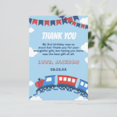 Jongens Train Chugga Twee Vlag Blauw Rood Witte Da Bedankkaart (Staand voorkant)