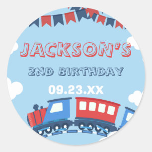 Jongens Train Chugga Twee Vlag Blauw Rood Witte Da Ronde Sticker