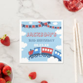 Jongens Train Chugga Twee Vlag Blauw Rood Witte Da Servet (Insitu)