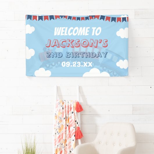 Jongens Train Chugga Twee Vlag Blauw Rood Witte Da Spandoek (Insitu)