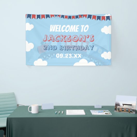 Jongens Train Chugga Twee Vlag Blauw Rood Witte Da Spandoek (Beurs)