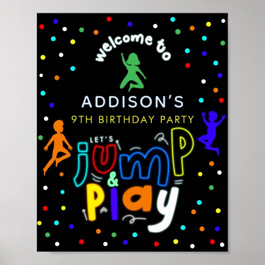 Jongens Trampoline Park Verjaardag Welkom Teken Poster (Voorkant)