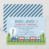 Jongens Trein 1e of 2e Verjaardag Uitnodiging (Voorkant / Achterkant)