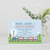 Jongens Trein 1e of 2e Verjaardag Uitnodiging (Staand voorkant)