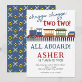 Jongens trein Chugga Chugga Twee Verjaardag Kaart (Voorkant / Achterkant)
