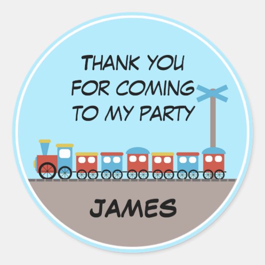 Jongens Trein Verjaardag Dank u Sticker (Voorkant)