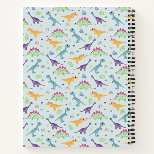 Jongens Trendy Schattige Blauw T-Rex Dinosauruspat Notitieboek (Achterkant)