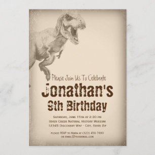 Jongens TRex Dinosaur Birthday Party Kaart