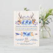 Jongens Tribal Antler Herfst Baby Shower Uitnodigi Kaart (Staand voorkant)