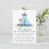 Jongens Tribal Boho TeePee Baby Shower Uitnodiging (Staand voorkant)