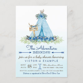 Jongens Tribal TeePee Baby Douche Uitnodigingen