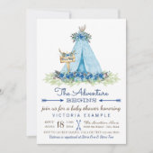 Jongens Tribal TeePee Baby Douche Uitnodigingen (Voorkant)