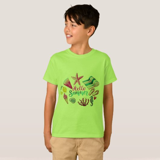 Jongens Tropical Hello Summer T-shirt - Levendig G (Voorkant volledig)