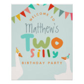 Jongens Twee Gekke Gans 2e Verjaardag Welkom Teken Perfect Poster (Voorkant)