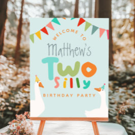 Jongens Twee Gekke Gans 2e Verjaardag Welkom Teken Perfect Poster