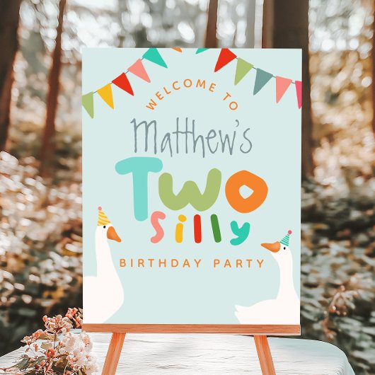 Jongens Twee Gekke Gans 2e Verjaardag Welkom Teken Perfect Poster