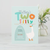 Jongens twee Gekke ganzenblauw eerste verjaardag Kaart (Staand voorkant)