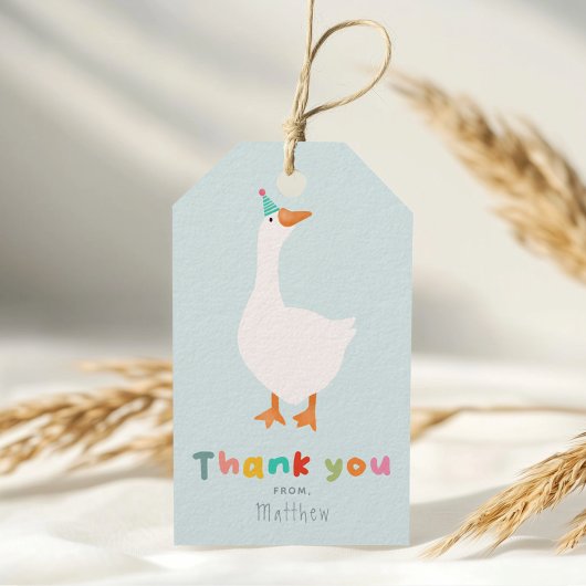 Jongens Twee Gekke Goose Blue Boerderij 2e verjaar Cadeaulabel