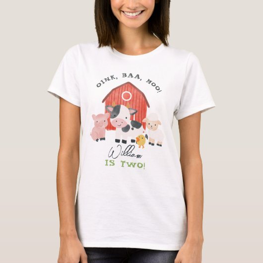 Jongens "twee" ouders Boerderij 2e verjaardag T-shirt (Voorkant)