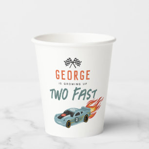 Jongens twee snelle 2e verjaardag raceauto papieren bekers