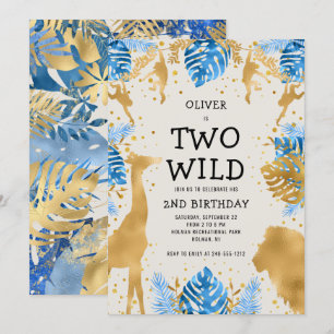 Jongens Twee Wild 2e Verjaardag Blauw Ecru Safari Kaart