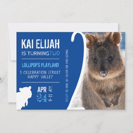 Jongens Tweede Verjaardag Blue Quokka Australië Fo Kaart (Voorkant)