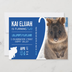 Jongens Tweede Verjaardag Blue Quokka Australië Fo Kaart