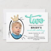 Jongens Tweede Verjaardag Partij Minimalistische P Kaart (Voorkant)