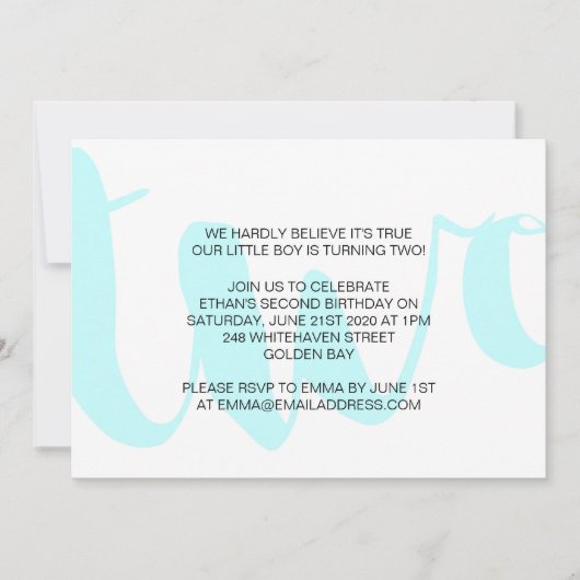 Jongens tweede verjaardag uitnodiging (Voorkant)