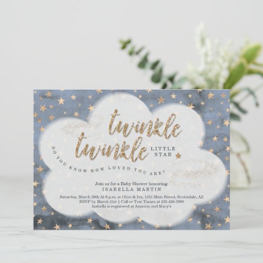 Jongens Twinkle Twinkle Little Star Baby shower Kaart (Staand voorkant)