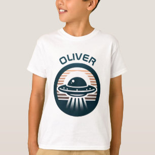 Jongens UFO bij zonsondergang T-shirt