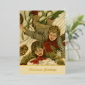  jongens uit 1906 Sneeuwkerstgoud Folie Feestdagenkaart (Staand Voorkant)