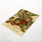  jongens uit 1906 Sneeuwkerstgoud Folie Feestdagenkaart (Gedraaid)