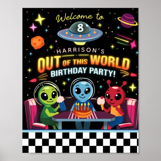 Jongens uit deze wereld ruimte alien welkomstbord poster (Voorkant)