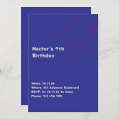 Jongens uitnodiging ster blauw rood (Voorkant / Achterkant)