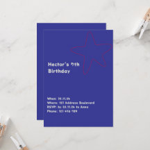 Jongens uitnodiging ster blauw rood