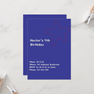 Jongens uitnodiging ster blauw rood