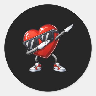 Jongens Valentijnsdag Dabbing Hart Zingles Meisje Ronde Sticker