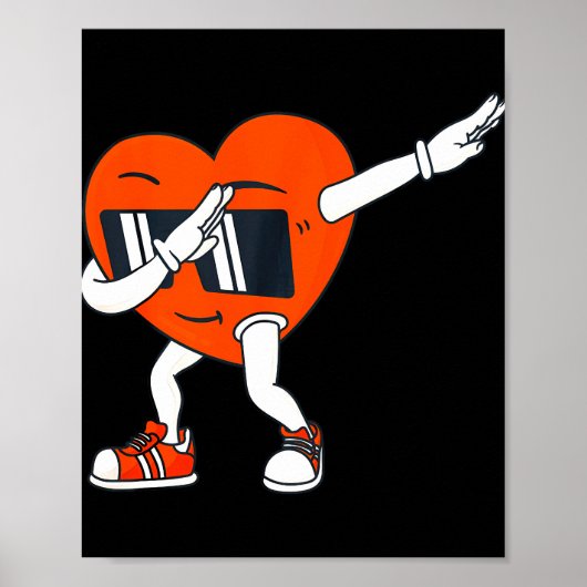 Jongens Valentijnsdag Dabbing Heart Funny Boys Poster (Voorkant)