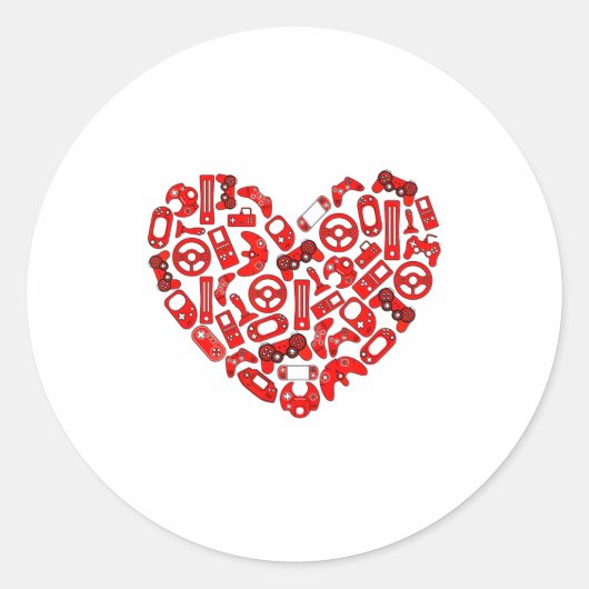 Jongens Valentijnsdag Gamen Videospel Controller Ronde Sticker (Voorkant)