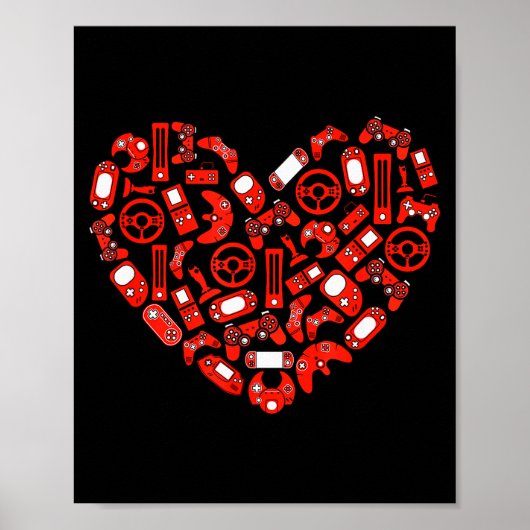 Jongens Valentijnsdag Gamen Videospelers Controlle Poster (Voorkant)