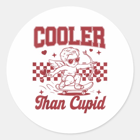 Jongens Valentijnsdag koeler dan Cupid Skateboardi Ronde Sticker (Voorkant)