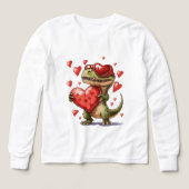 Jongens Valentijnsdag T-Rex Lange Mouwen (Voorkant)