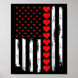 Jongens Valentijnsdagen Amerikaanse vlagharten Poster