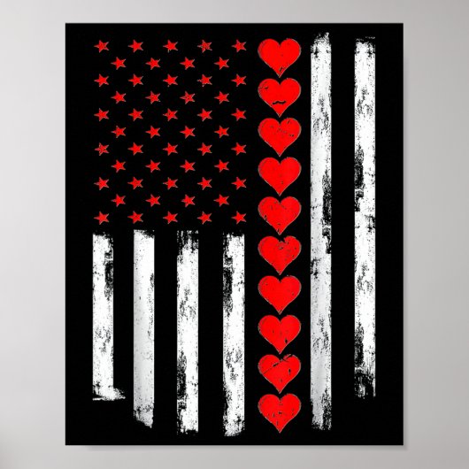 Jongens Valentijnsdagen Amerikaanse vlagharten Poster (Voorkant)