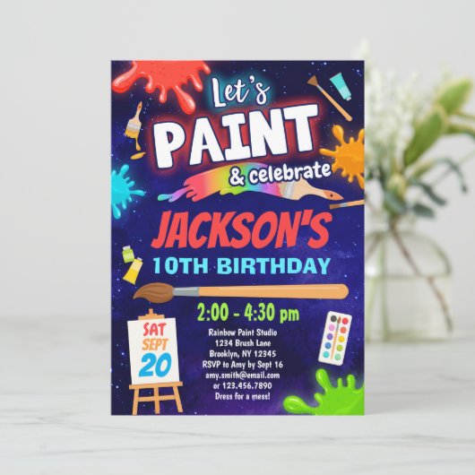 Jongens Verf en feestdag Kaart (Staand voorkant)