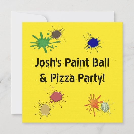 Jongens verfbal pizza verjaardagsfeestje kaart (Voorkant)