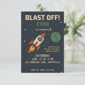 Jongens Verjaardag - buitenruimte raketschip Kaart (Staand voorkant)